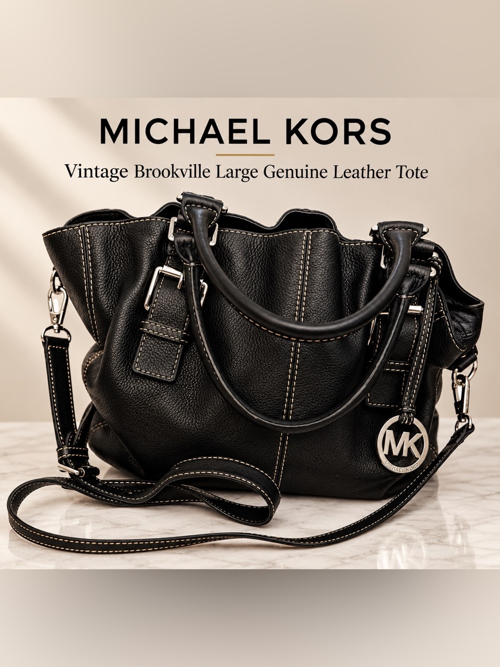 Michael Kors | Black Genuine Leather Tote Bag - Vintage Brookville